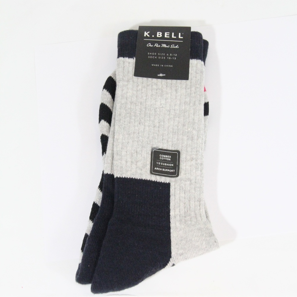 K. Bell Mens Socks New Cotton blend cushion arch support Athletic